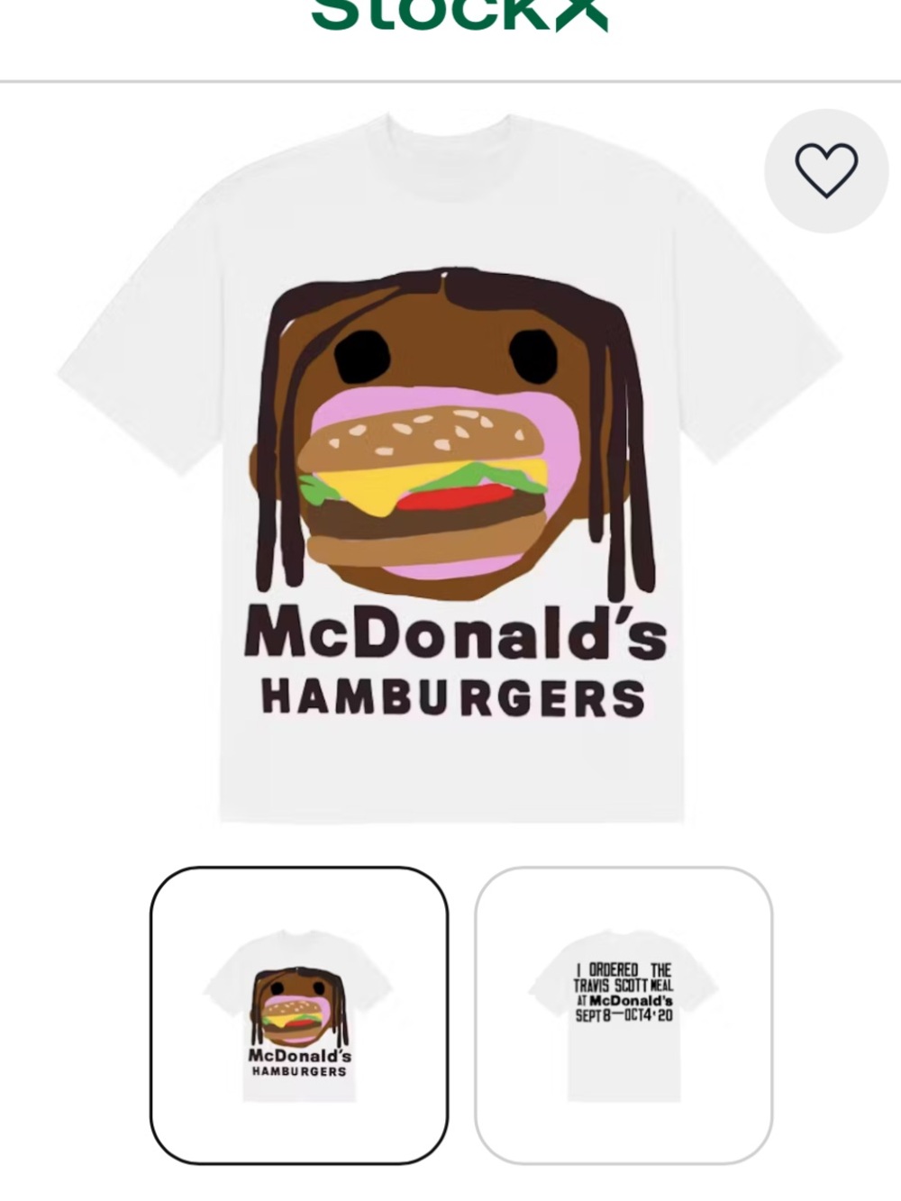 Travis Scott White Graphic Burger Face T-Shirt